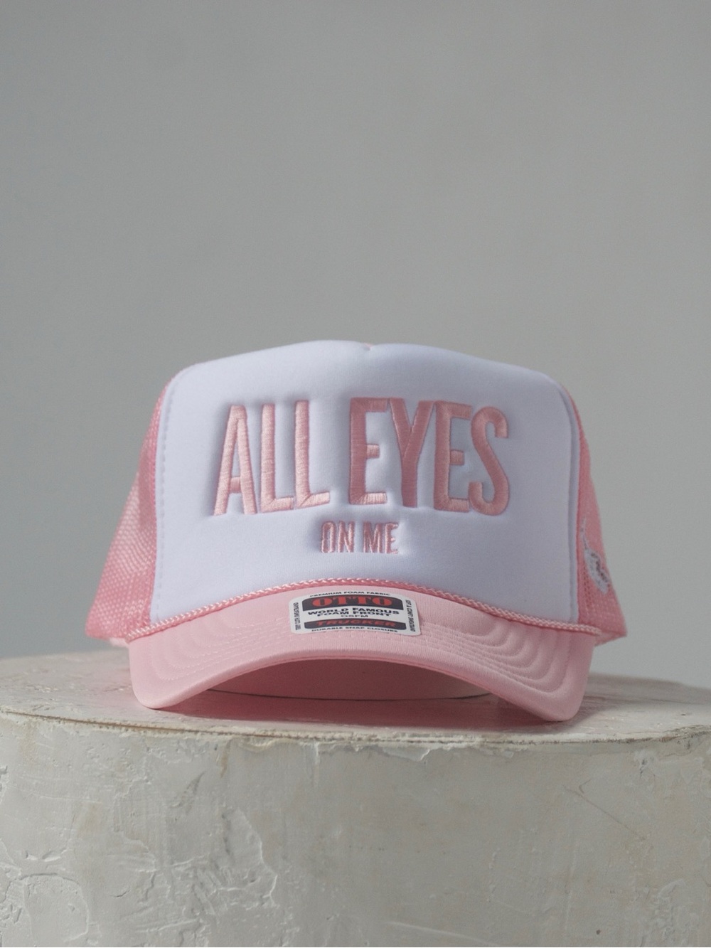 ALL EYES ON ME Pink Trucker Hat